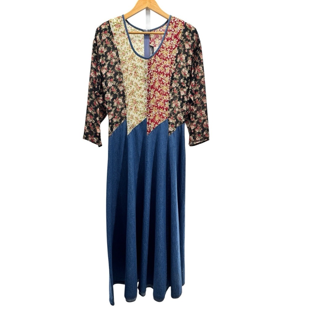 Tickets Vintage Dress‎ 11/12 Cottagecore Floral Top Denim Skirt Long Sleeve Knee